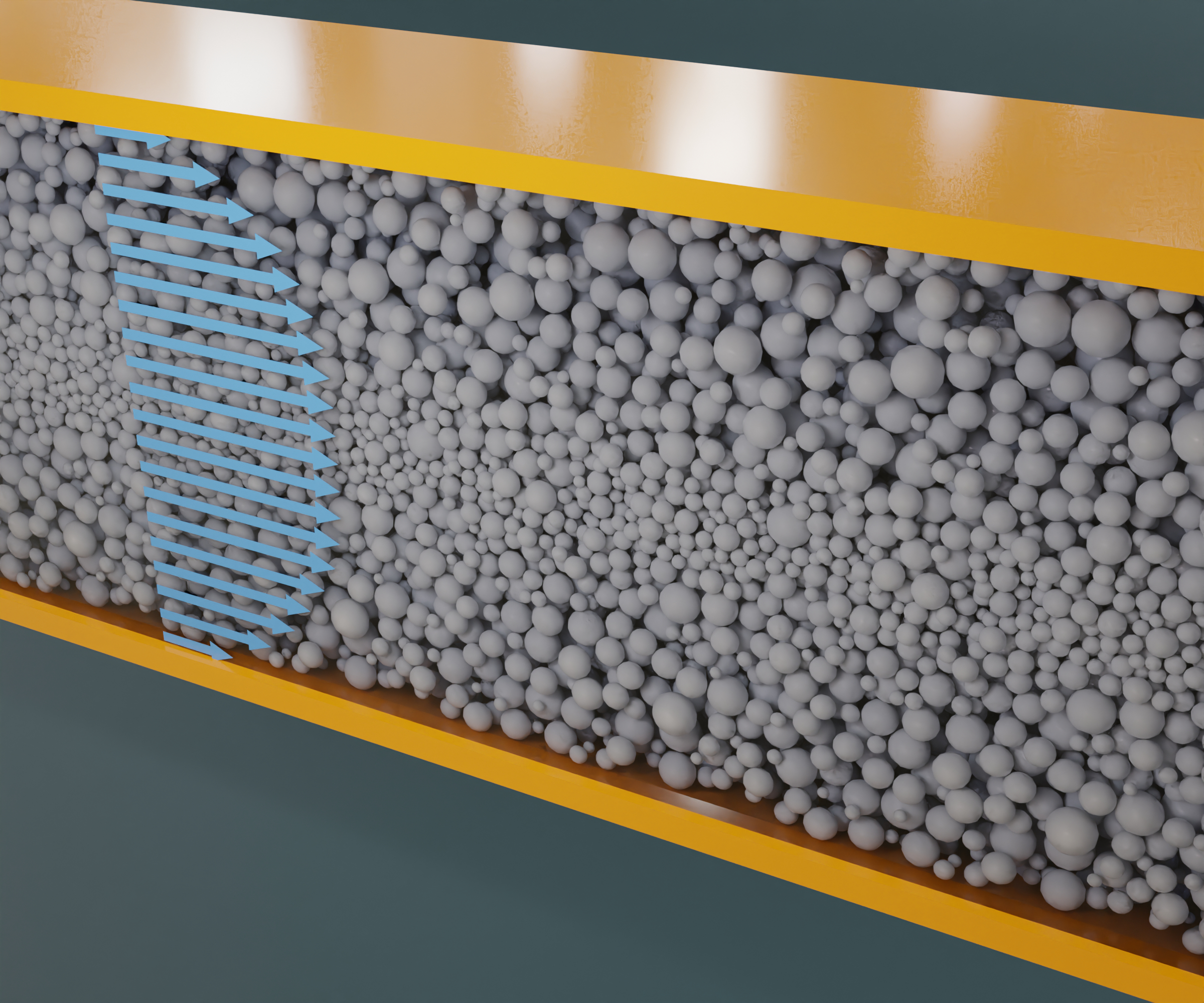 Render of plugging of smallest particles